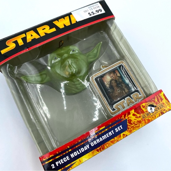 2005 Kurt S. Adler Star Wars 2 Piece Ceramic Christmas Ornament Set Yoda Anakin - Picture 2 of 6